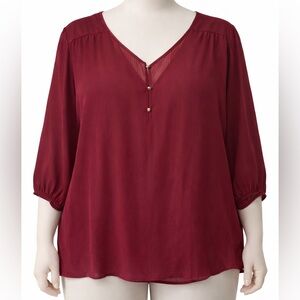 About A Girl Burgundy V-Neck Blouse